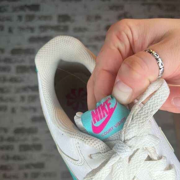 Nike | women white court vision with teal swish - Picture 7 of 11